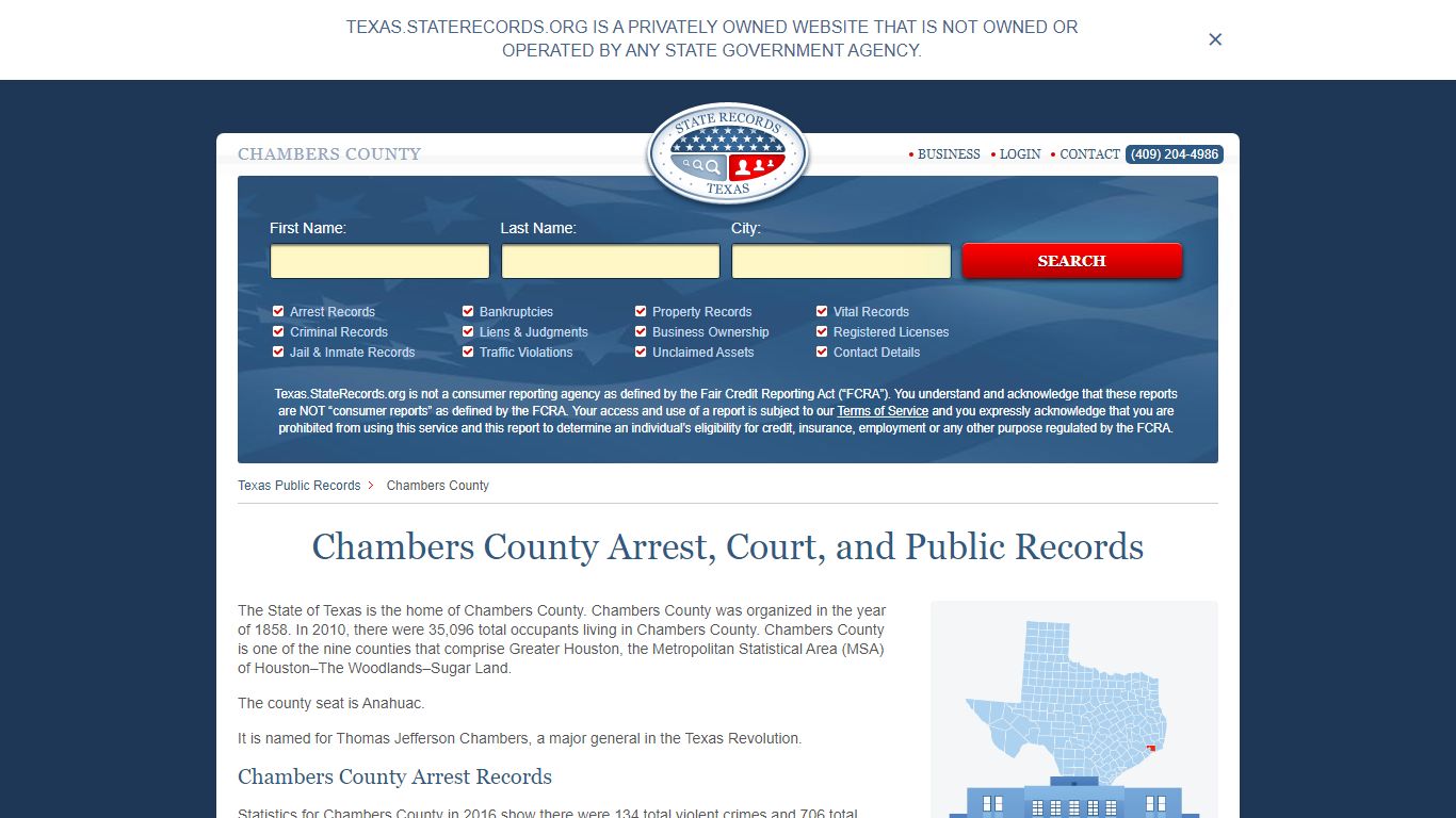 Chambers County Arrest, Court, and Public Records